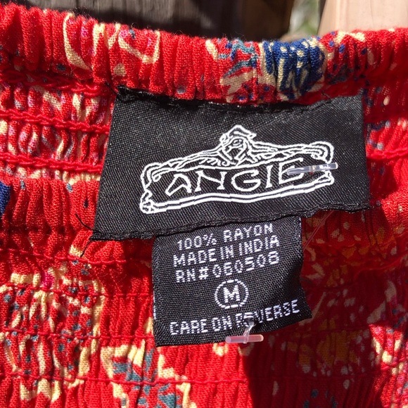 Angie Peasant Sleeve Red Print Maxi Dress M - Picture 9 of 12